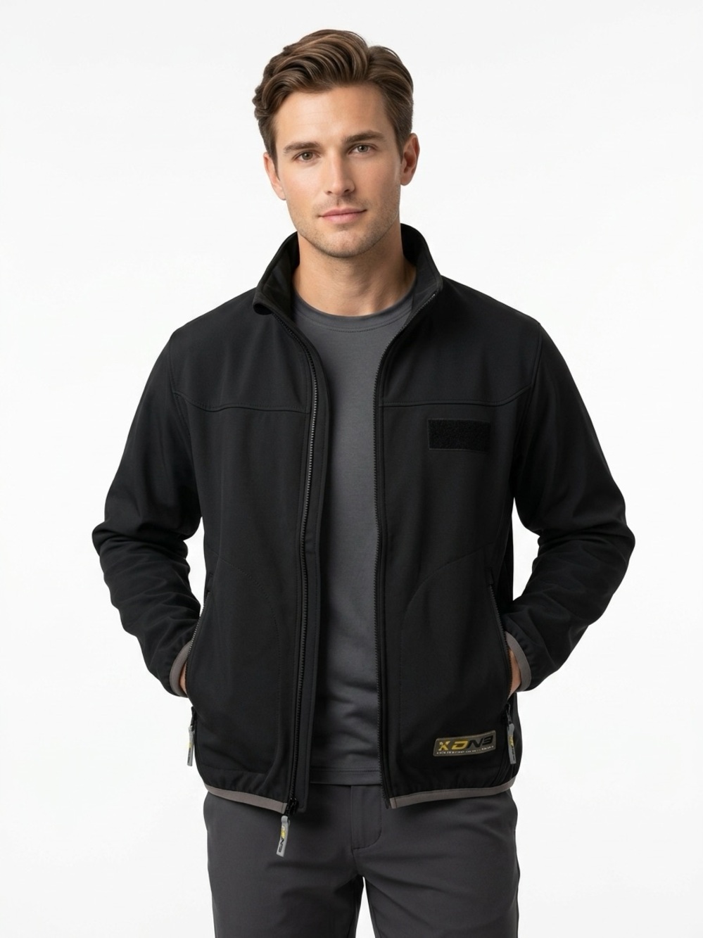 Descente Softshell Jacket Fleece Lined Full Zip Black S